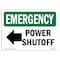 Signmission Safety Sign, OSHA EMERGENCY, 7" Height, Power Shutoff (Left Arrow), Landscape OS-EM-D-710-L-10408 - alternate 1